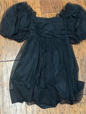 Windsor women’s whimsical muse chiffon Swiss dot tulle skater mini dress